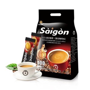 速溶咖啡100条 越南进口西贡原味猫屎炭烧味三合一咖啡