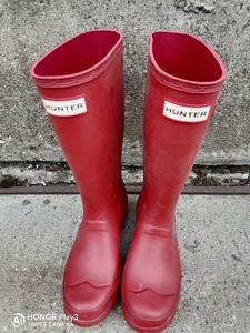 HUNTER童鞋哑光红色橡胶雨鞋雨靴防水防雨雨鞋胶鞋套鞋，瑕