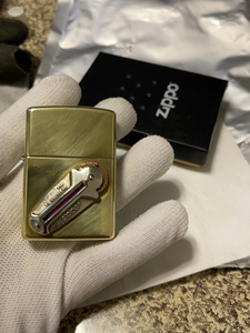 正品zippo21年实心铜全新diy火石仓,贴章白铜,轮是紫