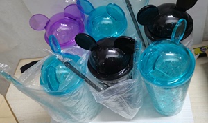 米奇碎冰杯塑料儿童水杯制冷吸管杯成人夏日冰酷杯学生