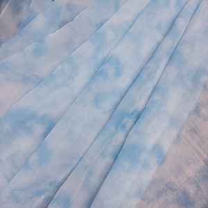 [布料]蓝天白云扎染雪纺纱面料8元一米