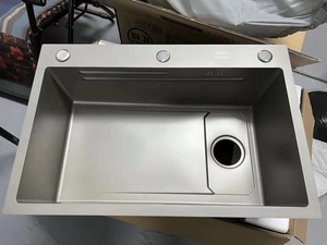 九牧jomoo枪灰色水槽盆中盆黑色纳米加厚手工不锈钢单槽台上