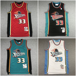 彩云吧caiyun8淘宝活塞队33号格兰特希尔复古网眼刺绣球衣罗德曼