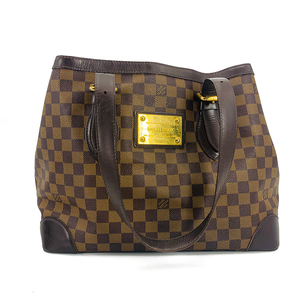 0新]路易威登lv 棋盘格棕色hampstead金牌tote单肩包 公价1.3w