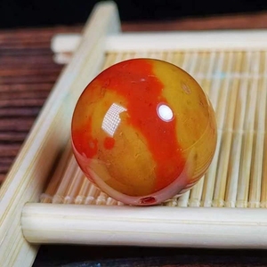 天然原矿外蒙战国红玛瑙21mm圆珠单珠散珠文玩配饰配件,红黄