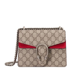 gucci古驰 酒神包 女士红色 蛇头包印花翻盖单肩包斜挎包