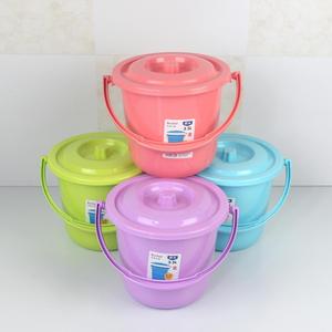 加厚彩色塑料小号提水桶带盖收纳桶储水儿童玩具桶保鲜桶食品小桶