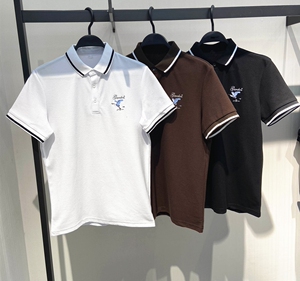 鸟牌男装2022夏款修身商务休闲仙鹤刺绣polo衫短袖bwd