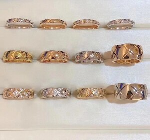 香奈儿coco情侣对戒 18k男女白金玫瑰金大小号