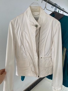 美特斯邦威，女装薄外套，160/84A，白色上衣，棉质，修身