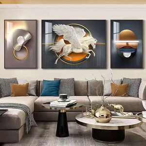 晶瓷晶钻装饰画3联挂画壁画简约三联晶瓷画轻奢 天猫京东商源头