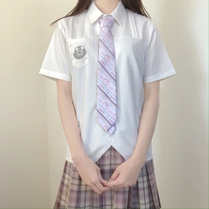 刺篇月初 原创JK制服正版日系短袖刺绣风琴褶 女款白衬衫
