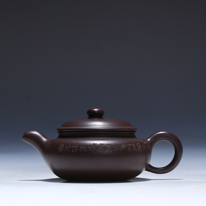 [1元起拍]国工 王老师 紫泥仿古(刻画) 保正品宜兴紫砂壶纯手工