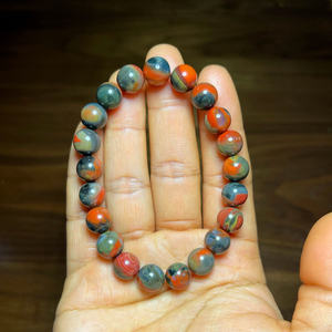 云南昭通大山包蓝皮包浆南红手链