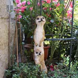 户外花园装饰 庭院布置摆件 院子 园艺装饰仿真动物狐獴猫鼬摆件