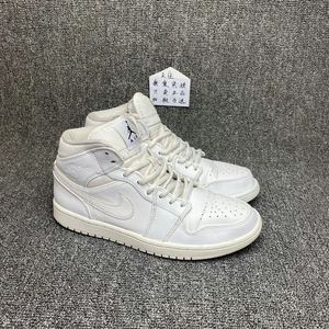 41码 aj1 mid 乔1 纯白全白高帮板鞋