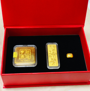 浦发银行金条,老庙黄金代工.浦发120克,融通金10克,总共