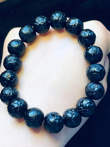 雷公墨捷克玻璃陨石手串