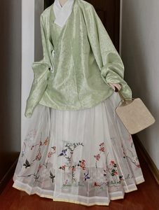 空谷记 仿孔府真丝花鸟裙马面裙m码