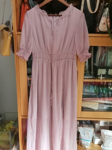 夏季粉紫色连衣裙长裙仙女修身显瘦110斤以内优质雪纺