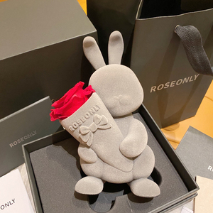 roseonly玫瑰公仔 站立甜心兔永生玫瑰花礼盒 送女友礼
