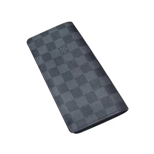 英国 lv/路易威登 钱包男长款经典棋盘格帆布黑格折叠钱夹