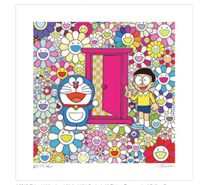 村上隆丝网版画太阳花哆啦a梦小任意门一套,限量300版,丝网