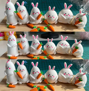 000人付款淘宝超轻粘土手作可爱卡通兔子车饰摆件大