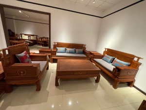 刺猬紫檀冈比亚国标红木家具 新中式云镜沙发配薄垫 大料无白皮