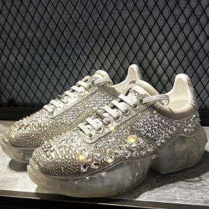 宋茜同款老爹鞋女jc水晶运动休闲鞋水钻透明厚底小白鞋 jim
