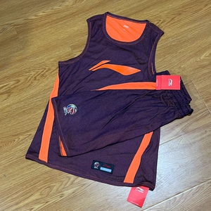李宁赞助cba男子篮球联赛训练服投篮服上衣短裤比赛套装橙紫双