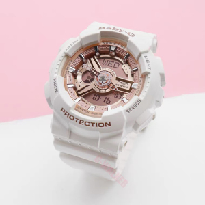 香港专柜入手的卡西欧baby-g手表女白玫瑰金运动石英女表b