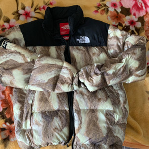 supreme马毛羽绒服tnf北面联名雪山落叶羽绒服tnf冲