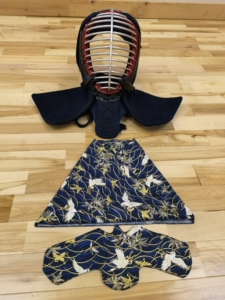 纯棉日式烫金蓝色仙鹤款套装   剑道 头巾  汗巾   汗取