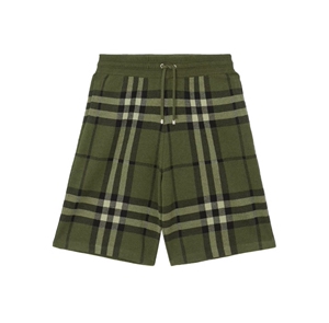 巴宝莉burberry针织短裤bbr羊毛短裤 深森林绿色