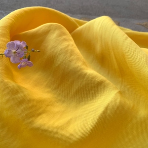 日本重磅佛黄冰丝亚麻时装布料服装连衣裙旗袍设计师面料出售