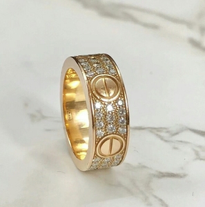 低价出 卡地亚宽版戒指满天星18k满钻玫瑰金带钻真金真钻显气