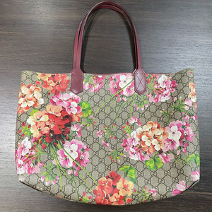 gucci古驰正品限量款花卉天竺葵双面托特包购物袋斜挎手提包