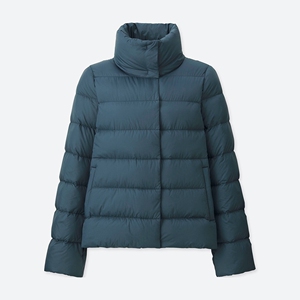 优衣库女装 高级轻型羽绒立领茄克海蓝色