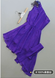 cocoon专柜品牌可可尼真丝女裙子打底女装紫色连衣裙