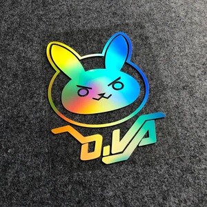 镭射车贴反光dva兔子头像守望先锋英雄贴纸电脑箱汽车电动车贴