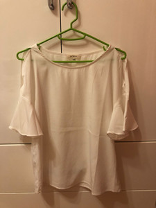 包邮品牌拉夏贝尔拉贝缇La Babite露肩白色T恤上衣