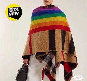【全新】burberry秋冬彩虹纹厚款懒人披肩,全新带吊牌