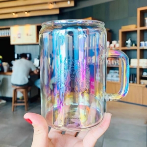 星巴克杯子2022新款超级炫彩大茶缸创意镭射彩色玻璃渐变霓虹