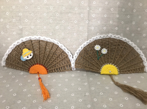 纯手工diy麻绳编织工艺品扇子