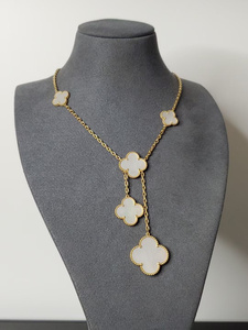 梵克雅宝,四叶草系列,六花项链,18k黄金,新扣,镶嵌珍珠母