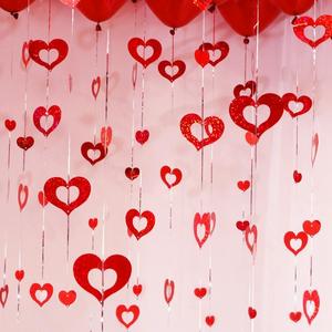 气球吊坠装饰亮片镭射心形创意婚礼布置结婚雨丝气球配件生日用品