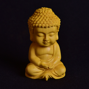 黄杨木精雕【打坐小佛】 家居装饰办公车内摆件手把件客厅装饰