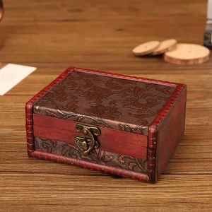 复古精致带锁的小木盒收纳盒高档木质装首饰盒密码盒子收藏百宝箱