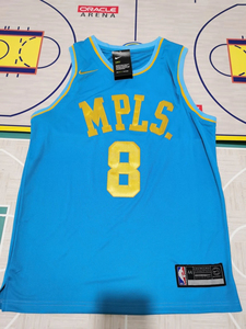 科比8号复古mpls浅蓝球衣nba湖人队球衣